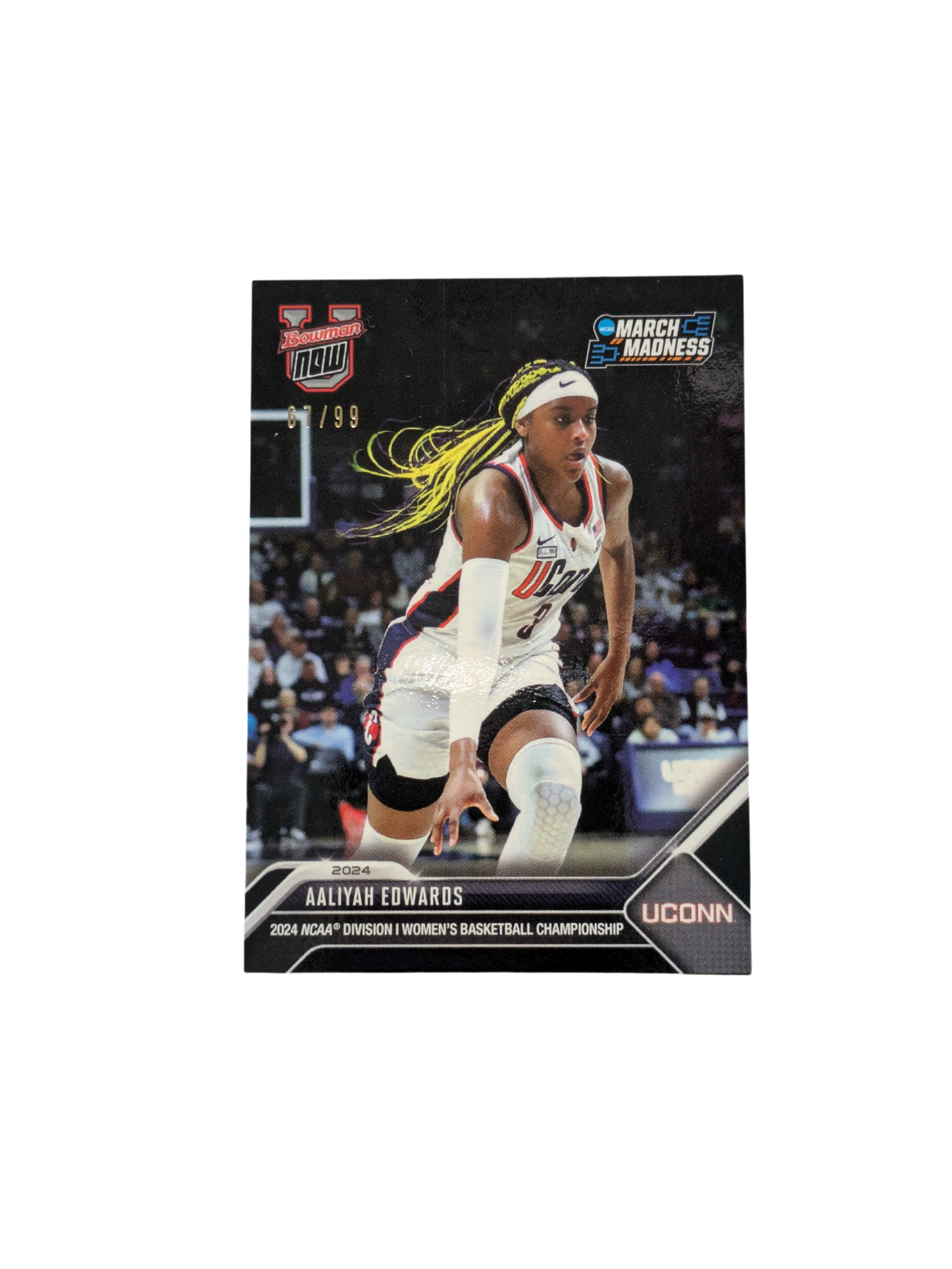 2024 Topps Bowman U March Madness UConn Aaliyah Edwards 67/99 card