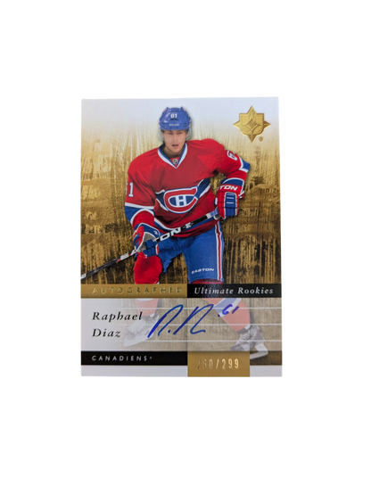 2011-12 Panini Ultimate Rookies Montreal Canadiens Raphael Diaz /299 Auto card