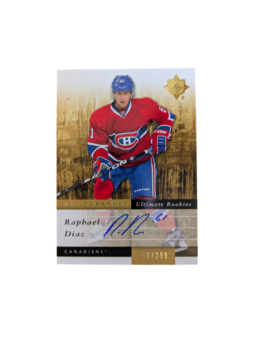 2011-12 Panini Ultimate Rookies Montreal Canadiens Raphael Diaz /299 Auto card