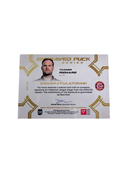 2025 SportZoo National League Series 2 GSHC Engraved Puck Tanner Richard 15/20 card