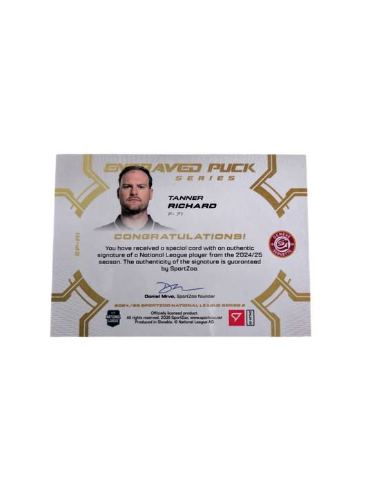 2025 SportZoo National League Series 2 GSHC Engraved Puck Tanner Richard 15/20 card
