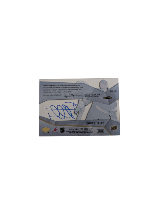2008 Upper Deck Game ICE Jersey Anaheim Ducks Jonas Hiller Patch Auto card