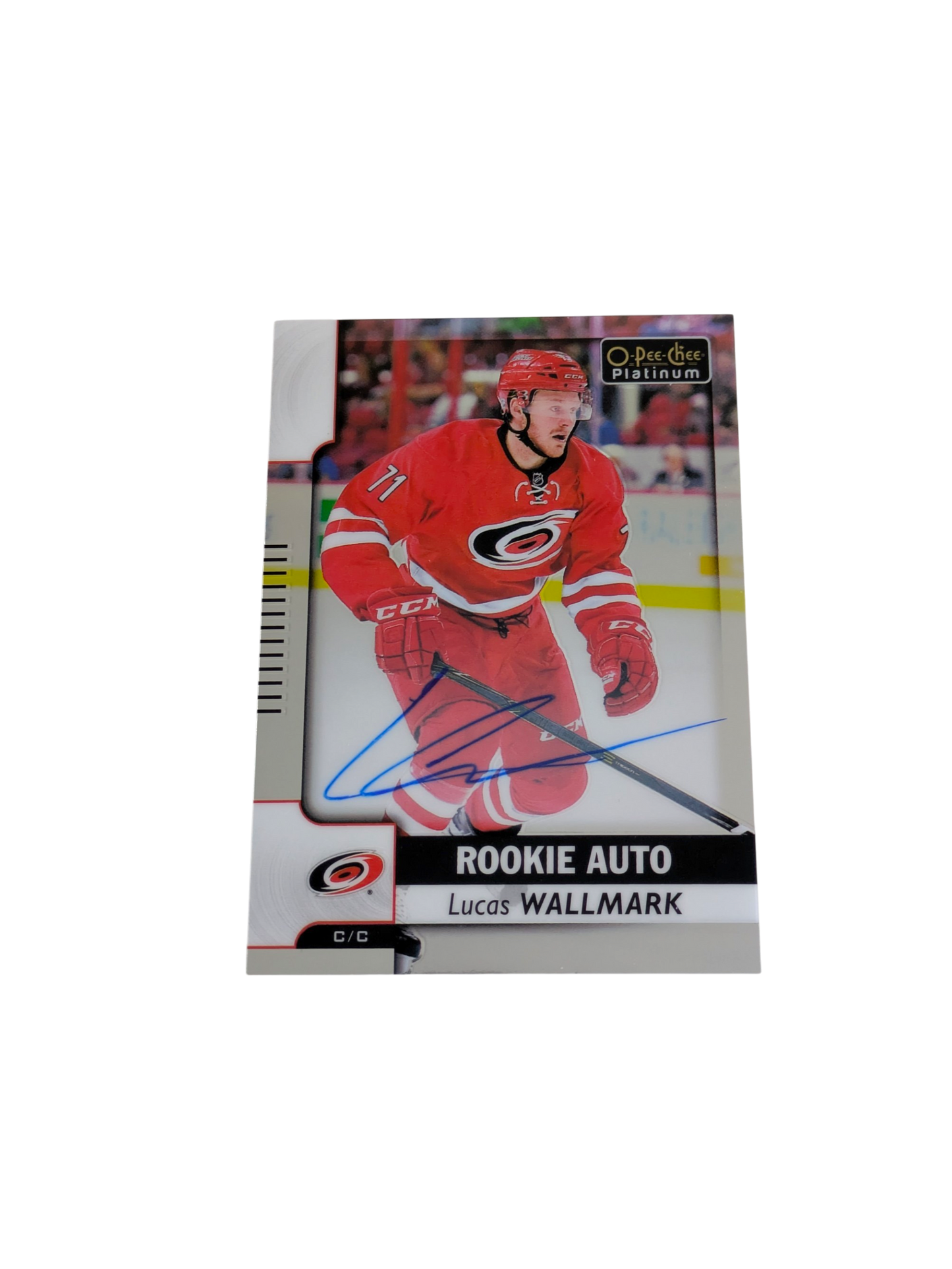 2018 Upper Deck O-Pee-Chee Platnium Carolina Hurricanes Lucas Wallmark Rookie Auto card