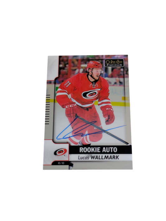 2018 Upper Deck O-Pee-Chee Platnium Carolina Hurricanes Lucas Wallmark Rookie Auto card