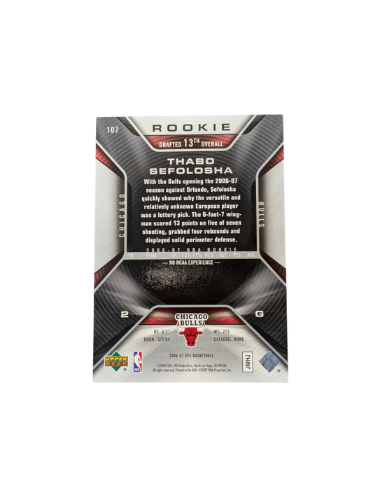 2007 Upper Deck SP Chicago Bulls Thabo Sefolosha 0716/1999 Rookie card