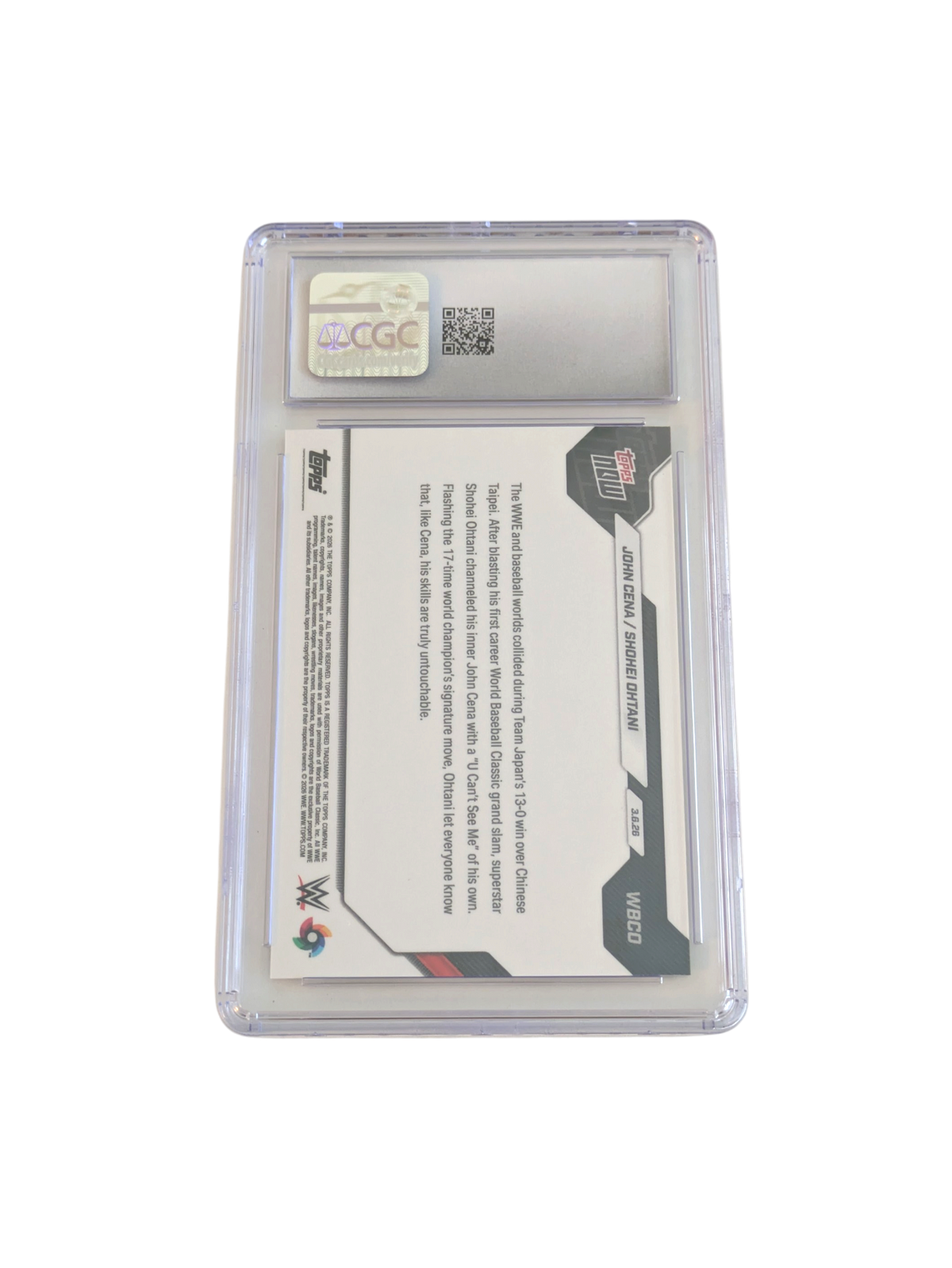 2026 Topps Now World Baseball Classic John Cena Shohei Ohtani CGC 9 Card