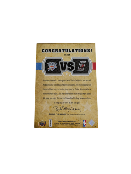 2009 Upper Deck Materials Thabo Sefolosha v Martell Webster Patch /570 card