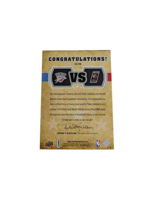 2009 Upper Deck Materials Thabo Sefolosha v Martell Webster Patch /570 card