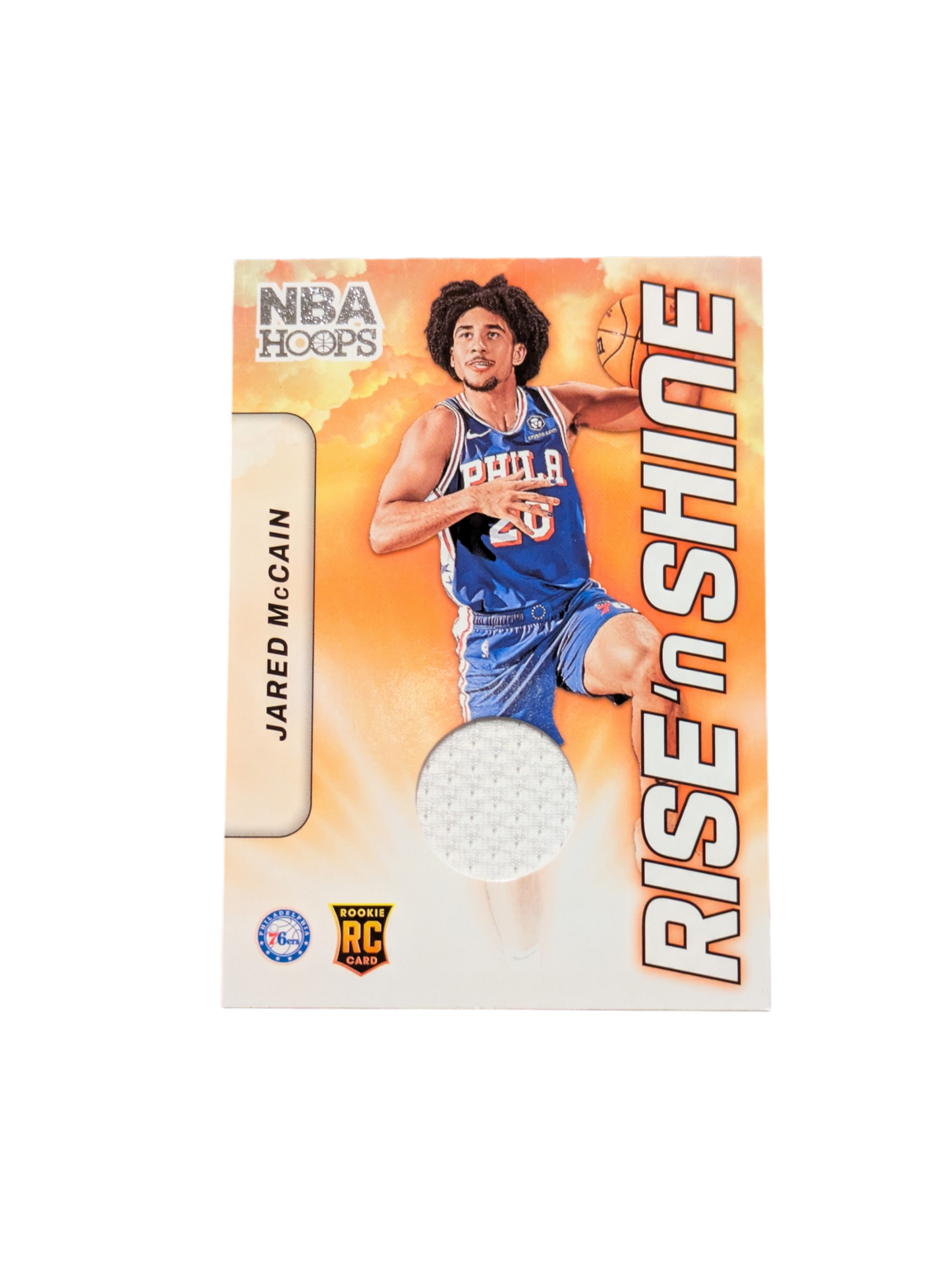 2024/25 Panini NBA Hoops Rise n Shine Philadelphia Sixers Jared McCain Patch Rookie card