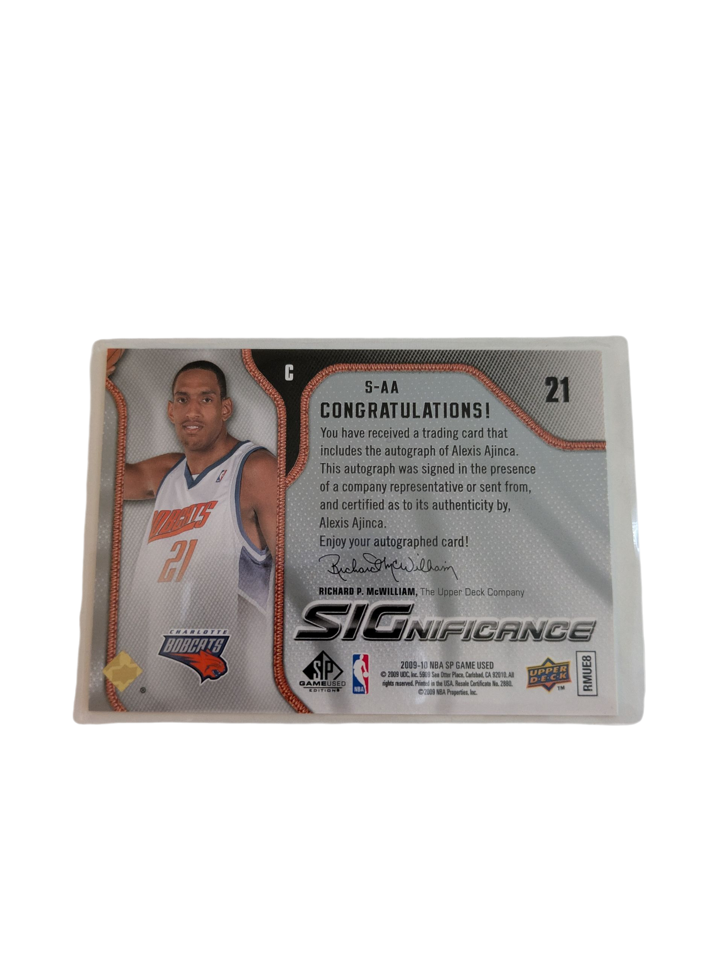 2009 Upper Deck SP Game Used Edition Charlotte Bobcats Alexis Ajinca Auto Card