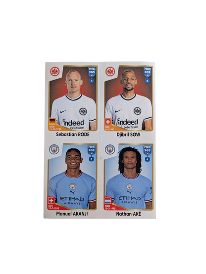 Panini FIFA 365 Rode Sow Akanji & Ake Stickers