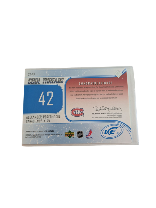2005 Upper Deck Cool Thread Montreal Canadiens Alexander Perezhogin Patch Card