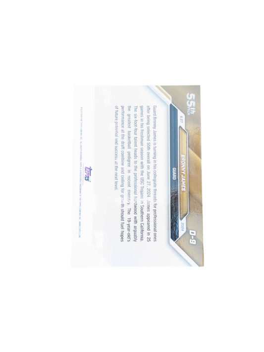 2025 Topps Now Los Angeles Lakers Draft Pick 55 Bronny James Rookie card