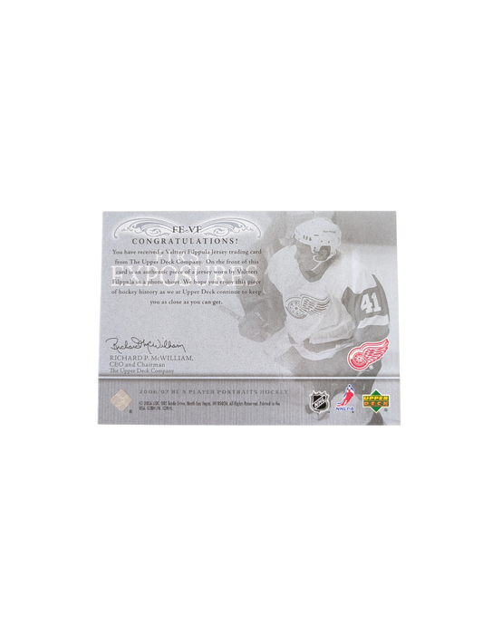 2006 Upper Deck Be a Player Detroit Red Wings Valtteri Filppula Patch card