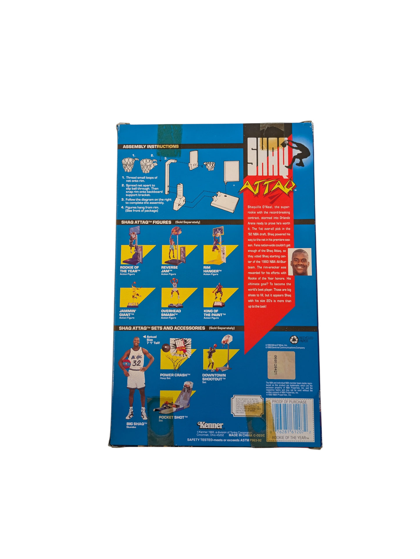 1993 Kenner Shaq Attaq Orlando Magic Shaquille O'Neal ROY Action Figure