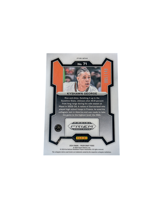 2024 Panini Prizm Washington Wizards Kyshawn George #71 Rookie Purple Cracked /149 card