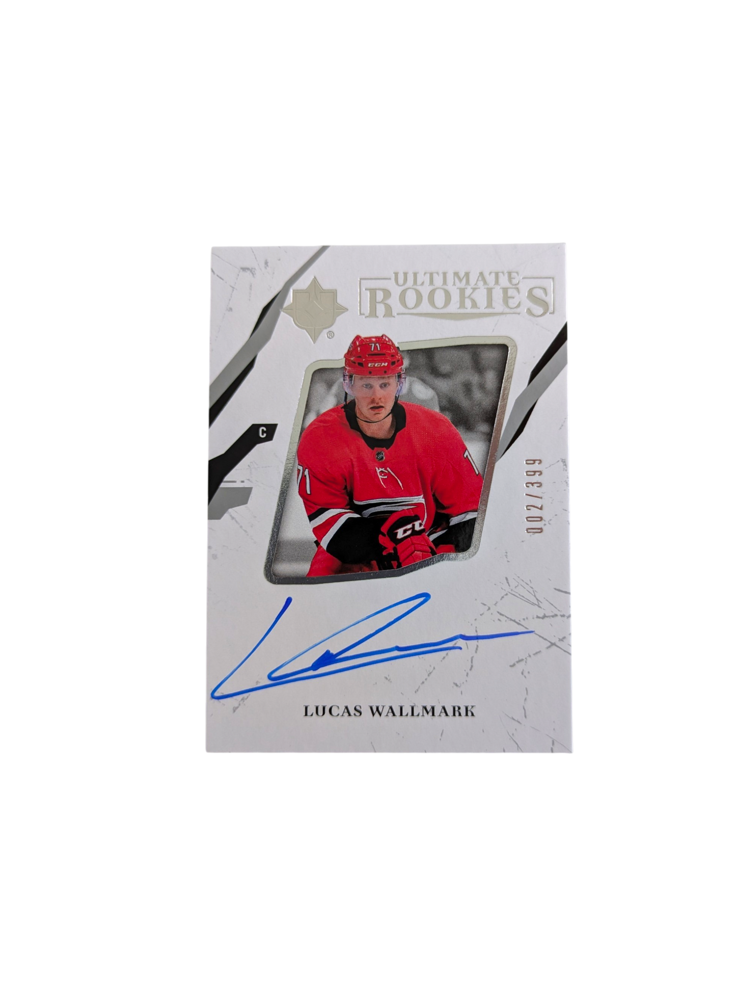 2017-18 Upper Deck Ulimate Rookies Carolina Hurricanes Lucas Wallmark 002/399 Auto card