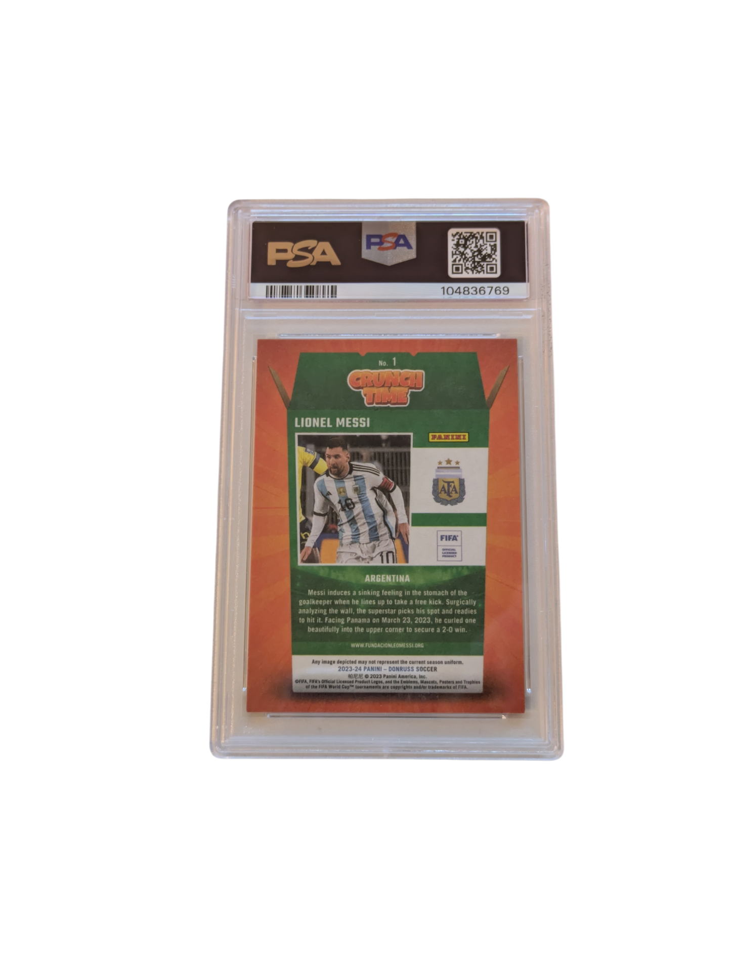 2023 Panini Donruss Lionel Messi Crunch Time PSA Card