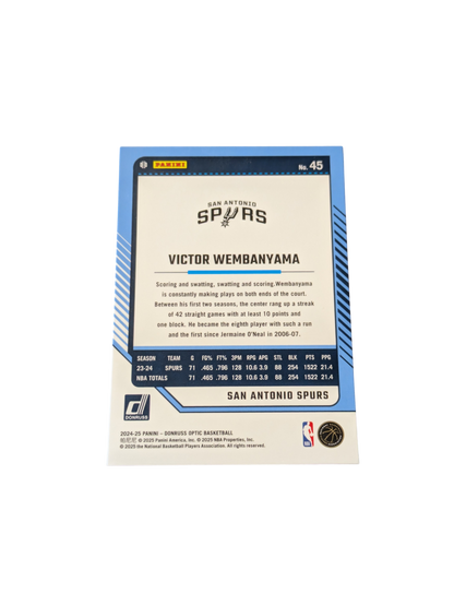 2024 Panini Donruss Optic 0 San Antonio Spurs Victor Wembanyama #45 card