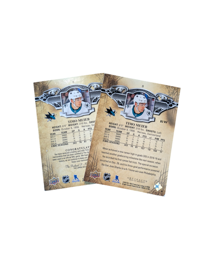 2020 Upper Deck Artifacts San Jose Shark Timo Meier #8 Base & Double Patch Bundle