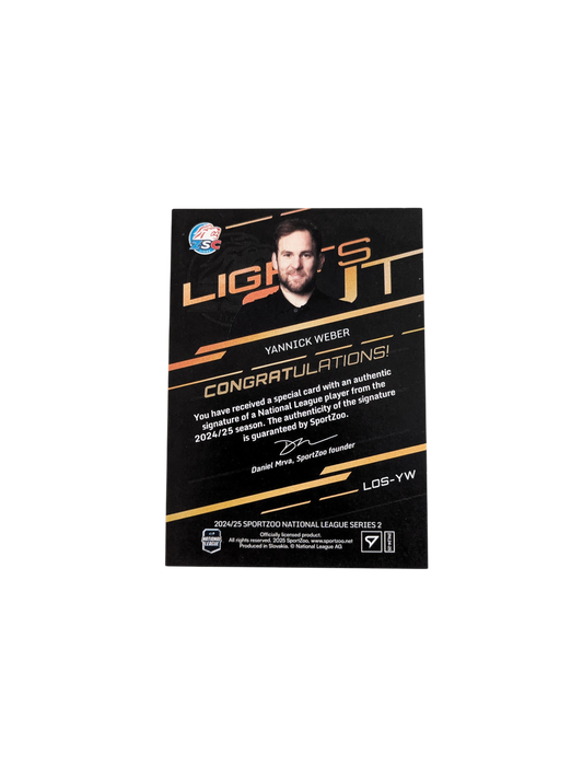 2024/25 SportZoo National League Lights Out ZSC Lions Yannick Weber Auto 33/65 card