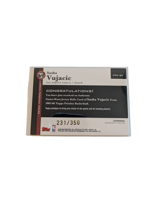 2005 Topps Personal Pieces Los Angeles Lakers Sasha Vujacic Patch Card