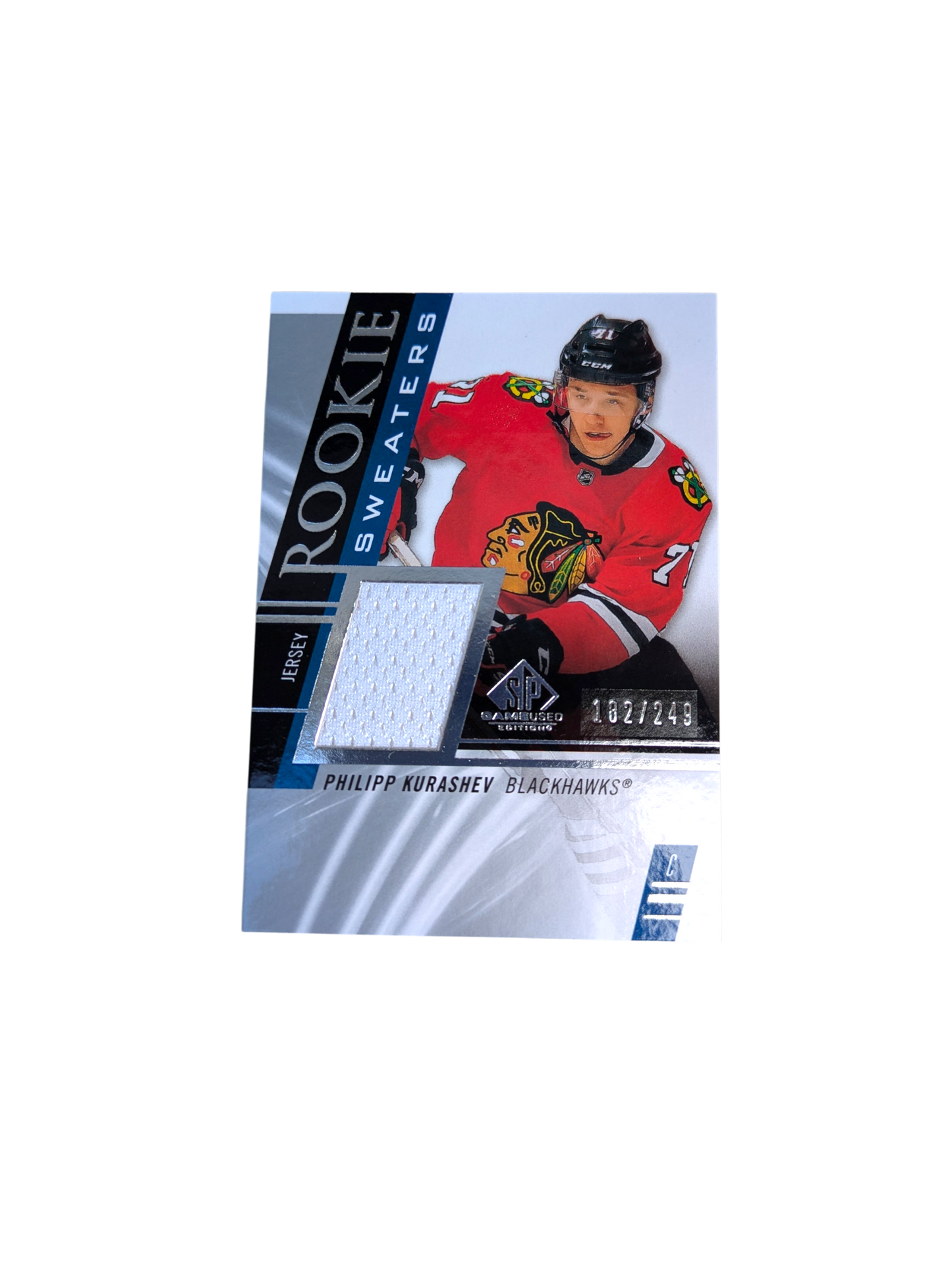 2020-21 Upper Deck Rookie Sweaters Chicago Blackhawks Philipp Kurashev Patch 182/249 card
