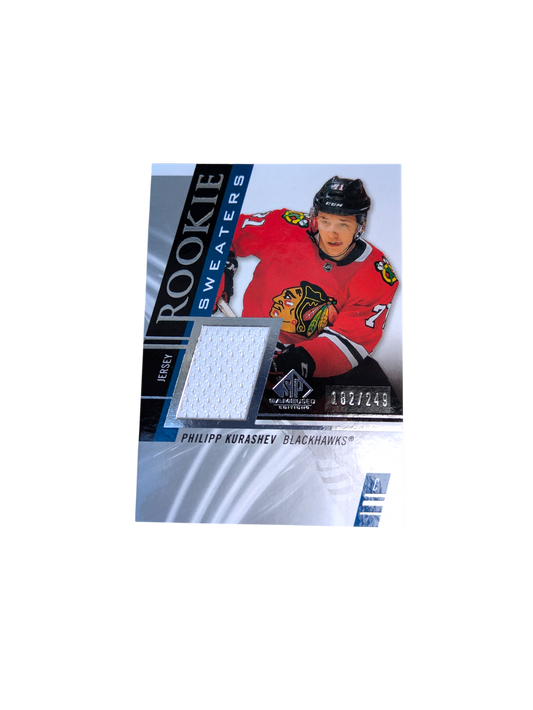 2020-21 Upper Deck Rookie Sweaters Chicago Blackhawks Philipp Kurashev Patch 182/249 card