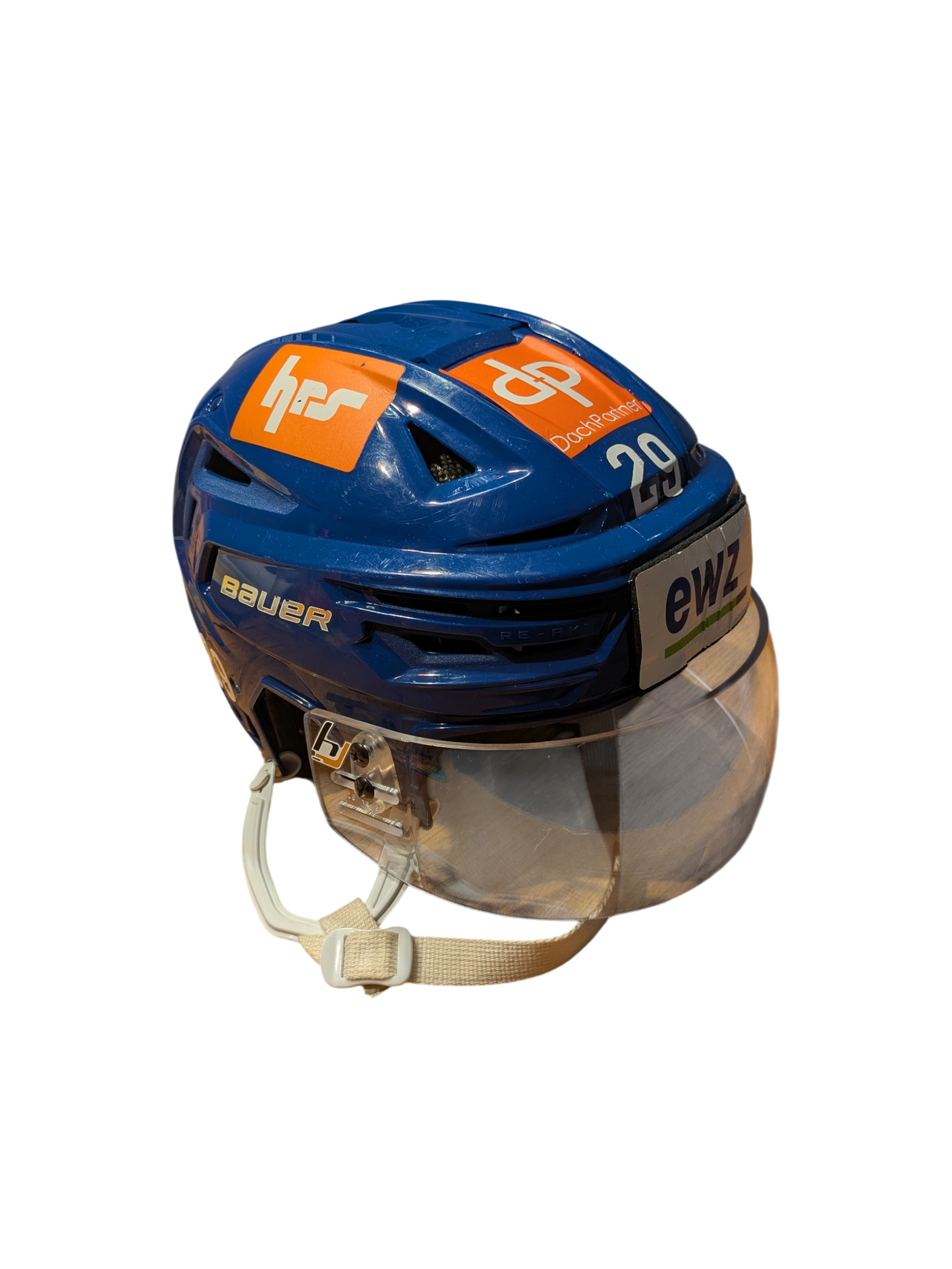 2024-25 ZSC Lions Game Worn Hockey Helmet of Daniil Ustinkov