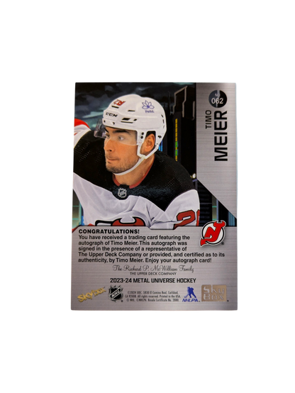 2024 Upper Deck Metal Universe New Jersey Devils Timo Meier Auto Card