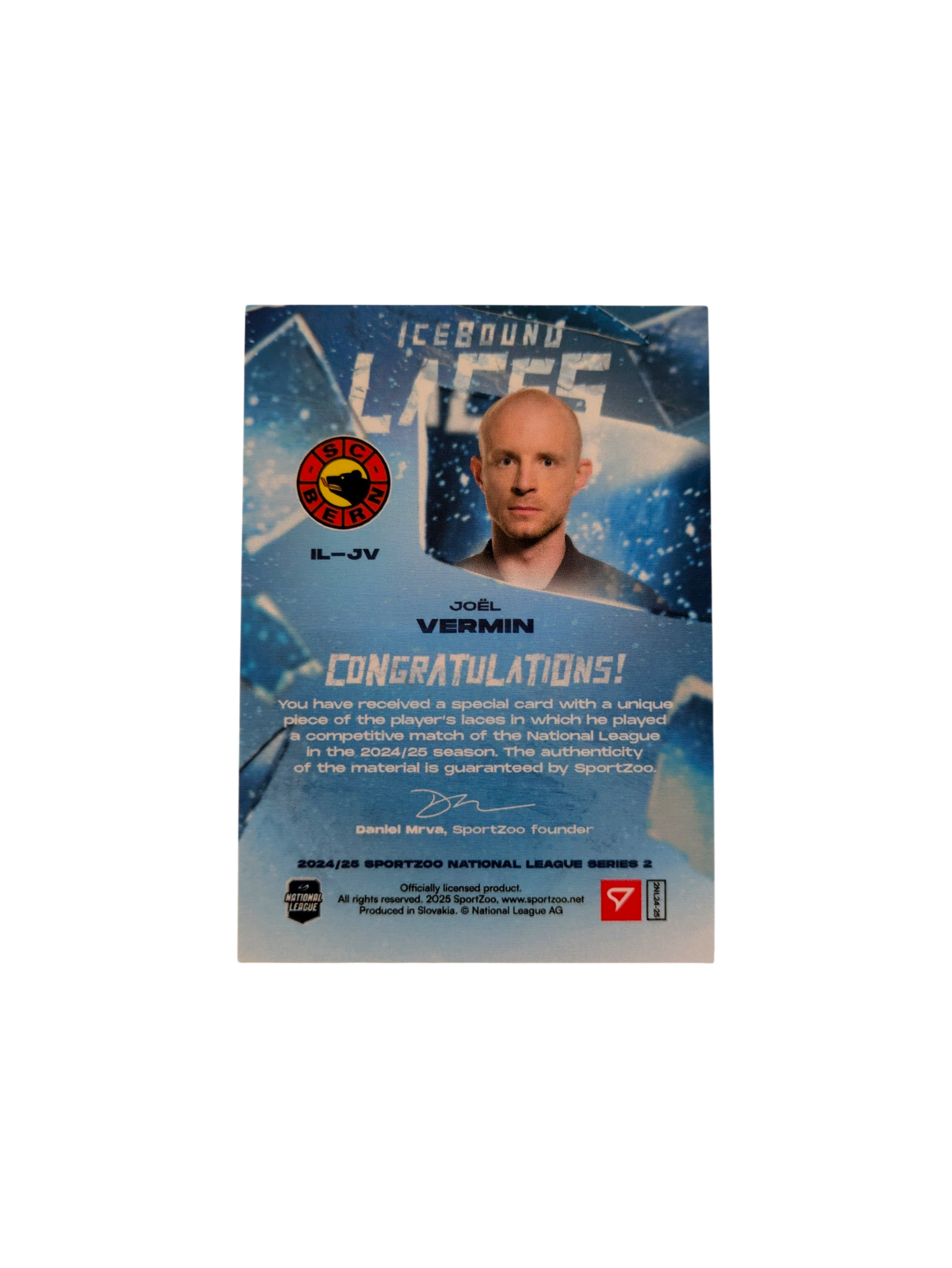 2025 SportZoo National League Series 2 EHC Kloten IceBound Laces Sami Niku /30 card