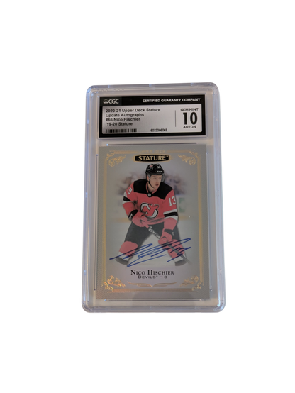 2020-21 Upper Deck Stature Update Auto New Jersey Devils Nico Hischier CGC 10 Card