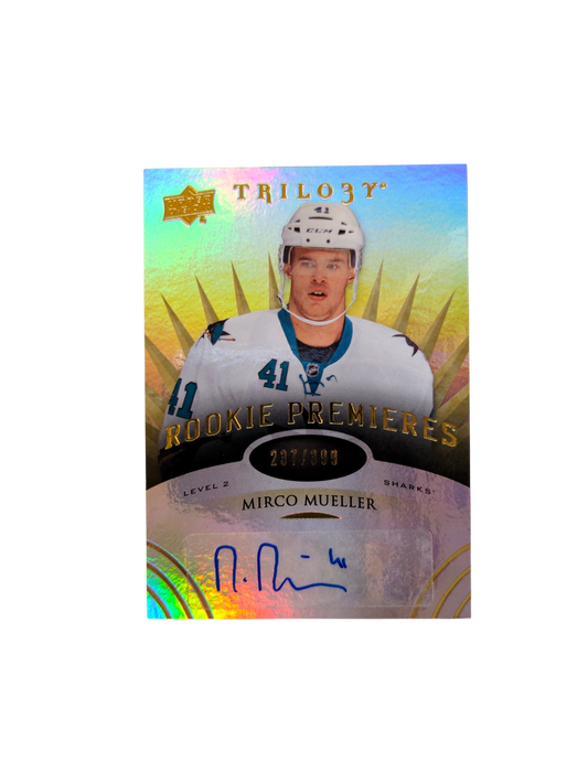2014 Upper Deck Rookie Premiers San Jose Sharks Mirco Mueller /399 Auto Card