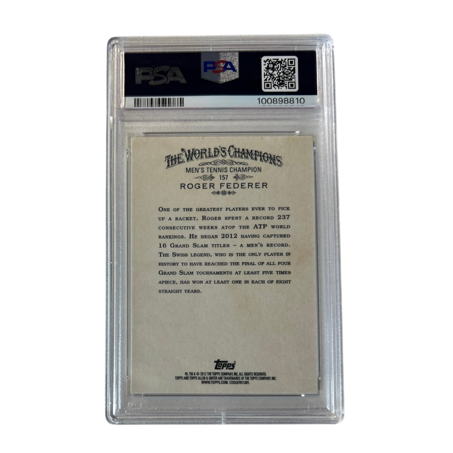 2012 Topps A&G Roger Federer Autograph Tennis PSA Card