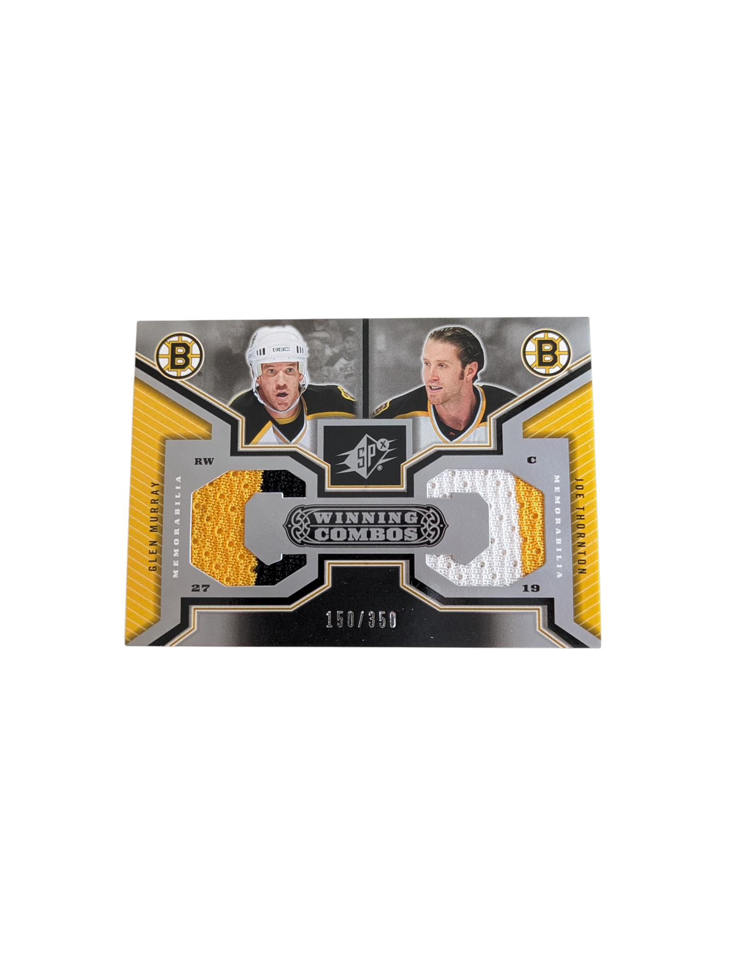 2005 Upper Deck SP Boston Bruins Glen Murray & Joe Thornton Double Patch card