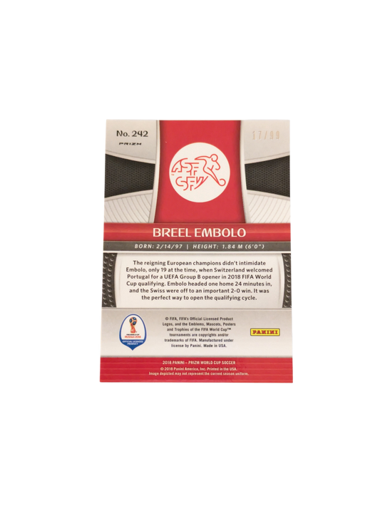 2018 Panini Prizm FIFA World Cup Russia Switzerland Breel Embolo #242 17/99 card