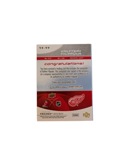 2008-09 Upper Deck Trilogy Hockey Detroit Red Wings Valterri Filppula Auto Card