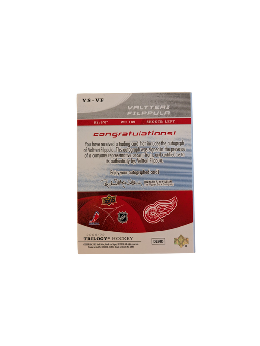 2008-09 Upper Deck Trilogy Hockey Detroit Red Wings Valterri Filppula Auto Card