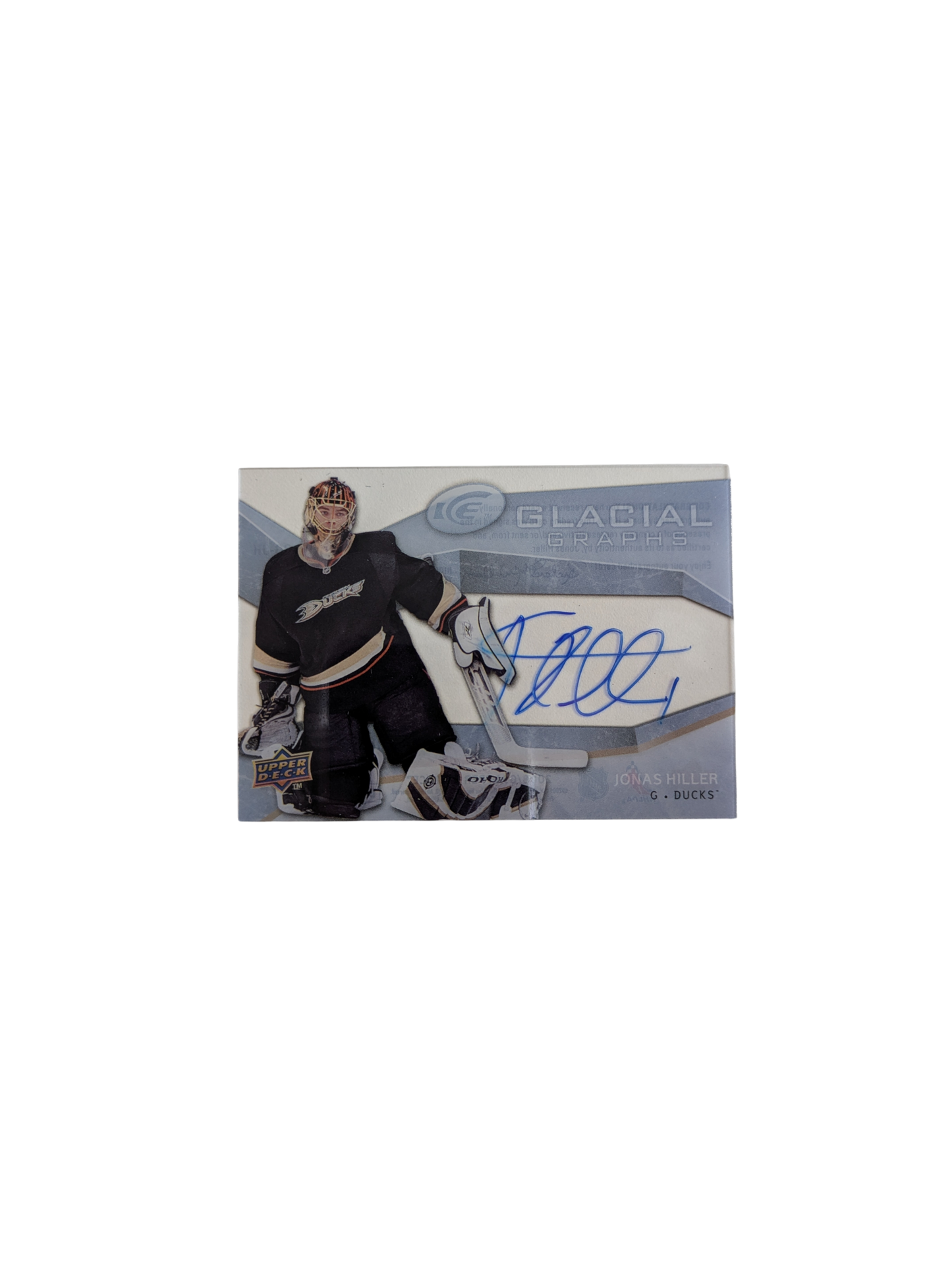 2008 Upper Deck Game ICE Jersey Anaheim Ducks Jonas Hiller Patch Auto card