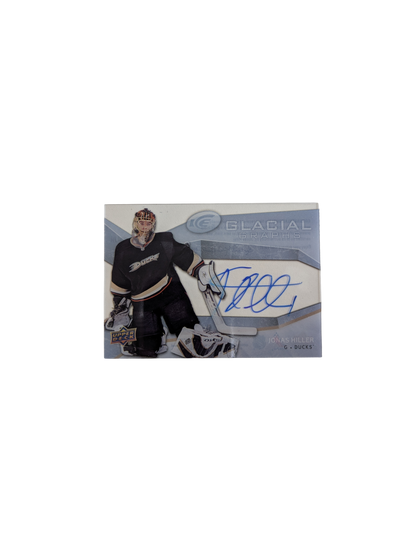 2008 Upper Deck Game ICE Jersey Anaheim Ducks Jonas Hiller Patch Auto card