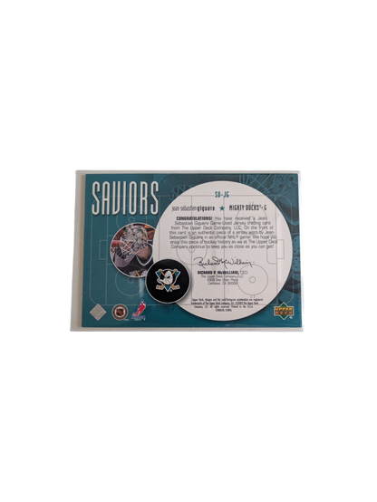 2002 Upper Deck Saviors Mighty Ducks of Anaheim Jean-Sebastien Giguere Patch Card