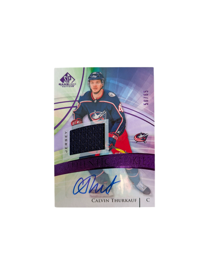2020-21 Upper Deck Authentic Rookies Columbus Blue Jackets Calvin Thurkauf 56/65 Auto card