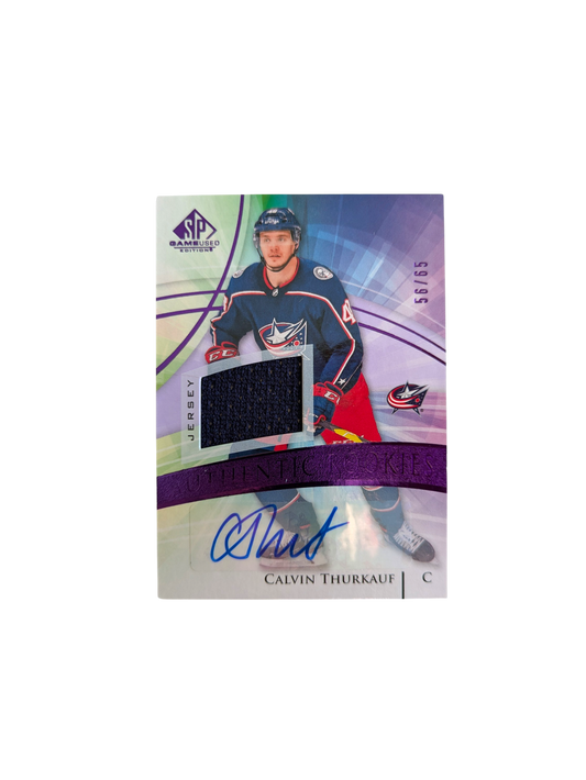 2020-21 Upper Deck Authentic Rookies Columbus Blue Jackets Calvin Thurkauf 56/65 Auto card
