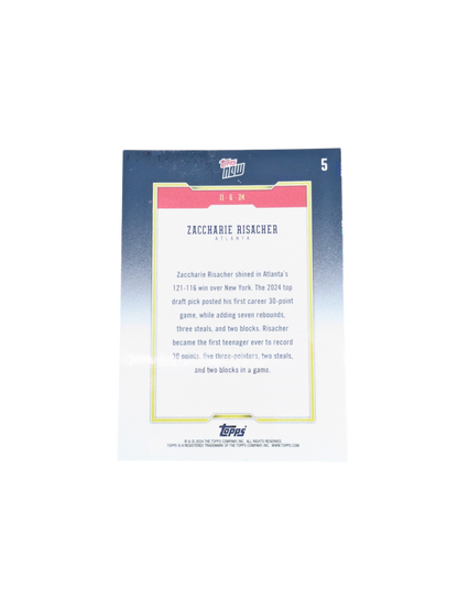 2024 Topps Now Atlanta Hawks Zaccharie Risacher History Rookie Card