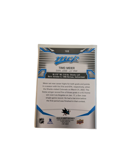 2021 Upper Deck MVP San Jose Sharks Timo Meier #108 Card
