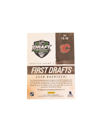 2013 Panini First Drafts Calgary Flames Sven Baertschi Auto Rookie card