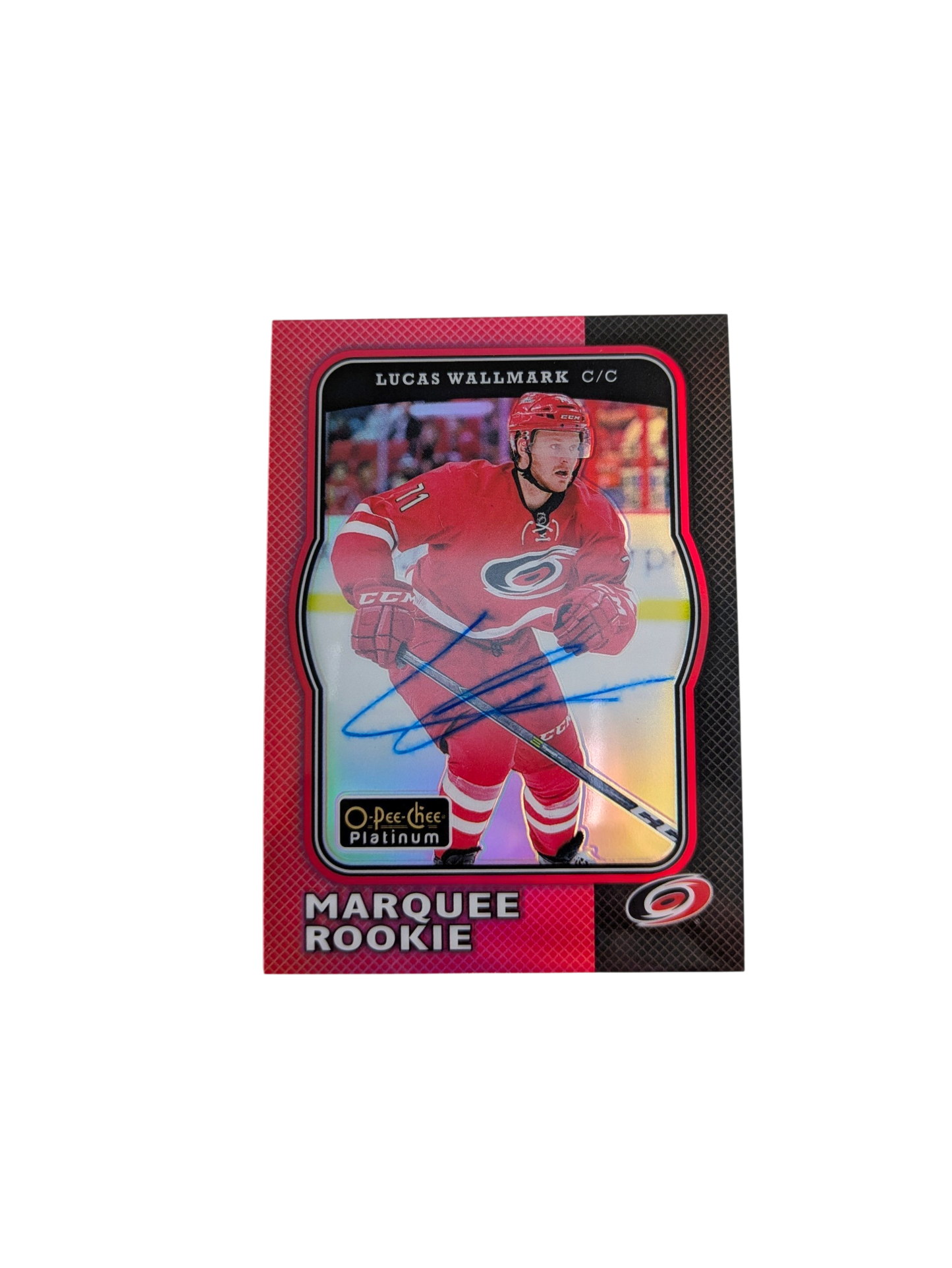 2018 Upper Deck O-Pee-Chee Platinum Carolina Hurricanes Lucas Wallmark Marquee Rookie Auto card