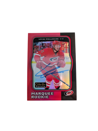 2018 Upper Deck O-Pee-Chee Platinum Carolina Hurricanes Lucas Wallmark Marquee Rookie Auto card
