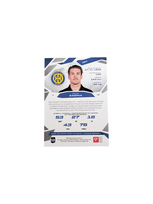 2026 SportZoo National League Davos Filip Zadina Green 11/30 card