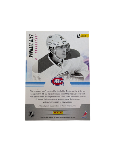 2012 Panini Titanium Montreal Canadiens Raphael Diaz Auto card